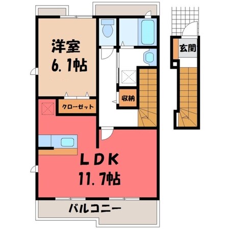 真岡駅 バス6分  太田山団地入口下車：停歩7分 2階の物件間取画像